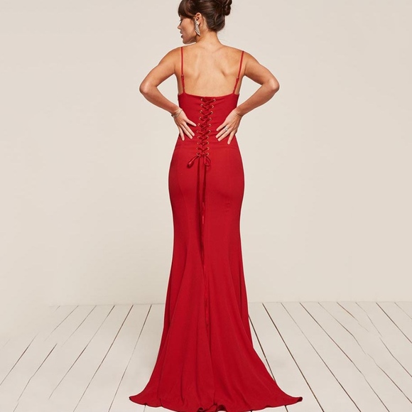 Reformation Dresses & Skirts - ✨sold✨reformation • dahlia red lace up back dress